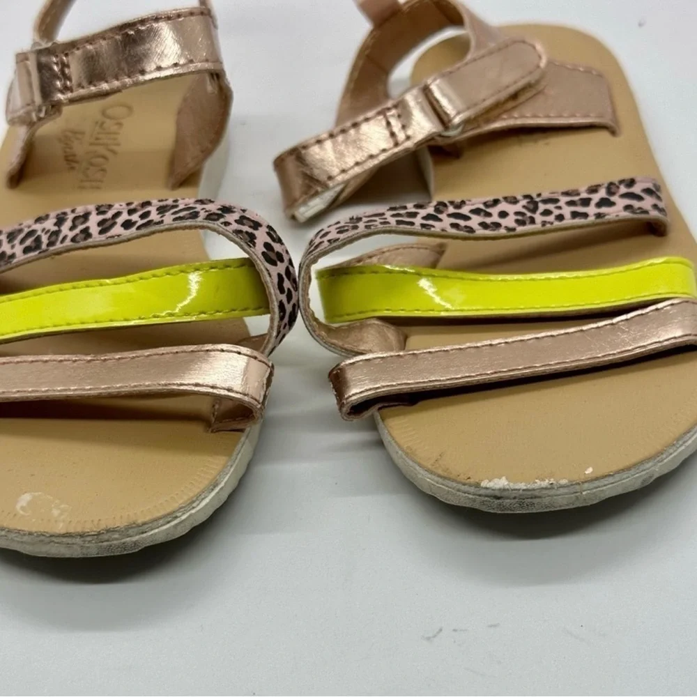 Toddler Girl Rose Gold & Leopard Multi Strap Sandals